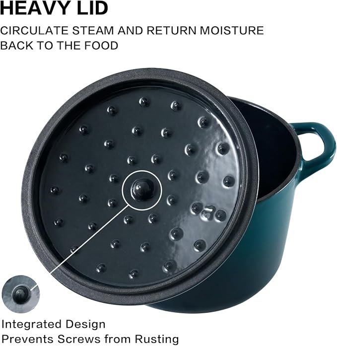 Flavehc Dutch Oven Pot with Lid 1.8 qt Cast Iron Dutch Oven - Image 3