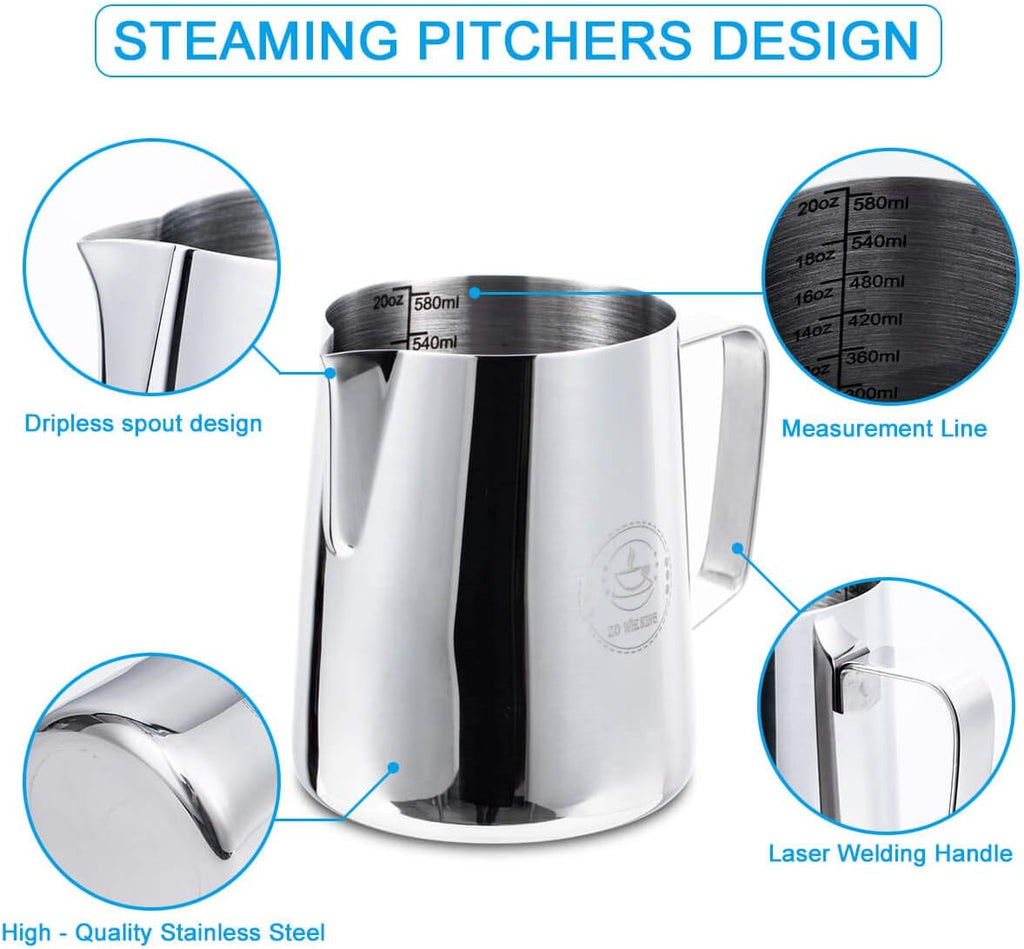 20oz Milk Frothing Pitcher, Stainless Steel Espresso Steamer Frother