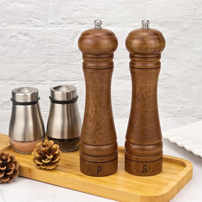 XWXO Wood Salt and Pepper Grinder Set, Salt Mill Pepper Grinder Set, Pepper Mill - Image 5