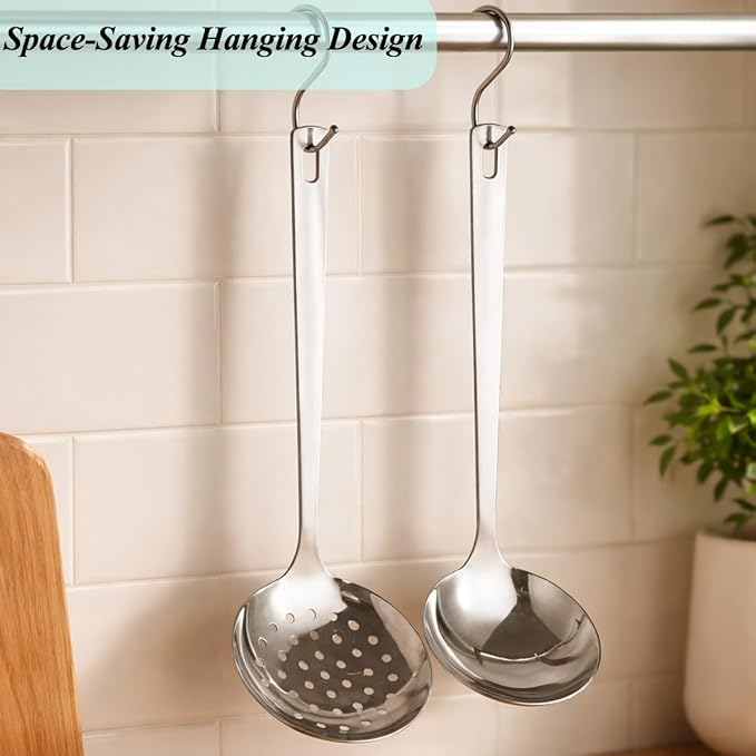 Berglander Slotted Spoons and Kitchen Ladle Spoon Set 2 Pcs, Stainless Steel - Image 3