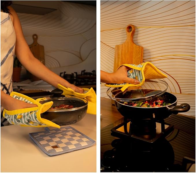 Folkulture Pot Holders for Kitchen | Pack of 2 Ribbed Soft Silicone Hot Pads - Image 2