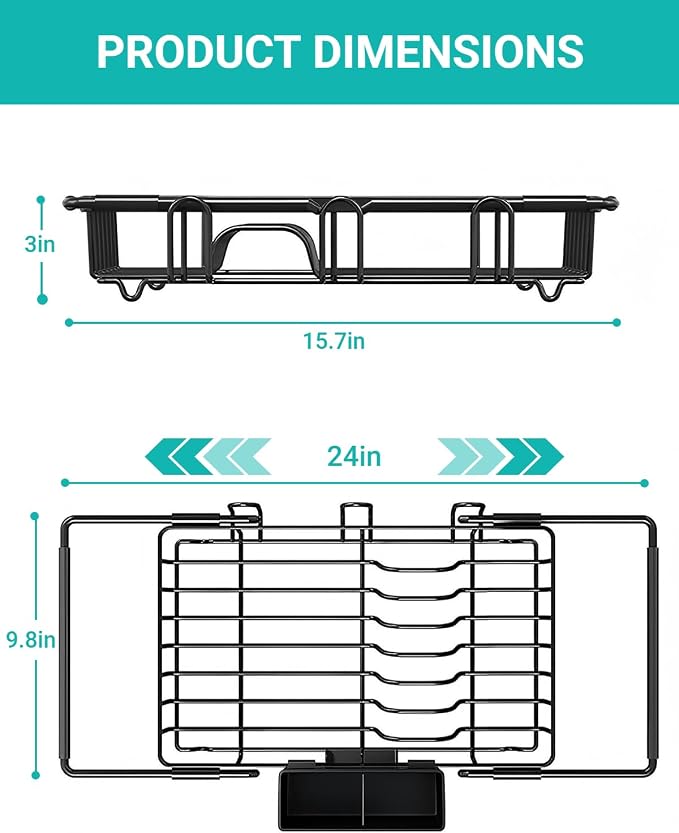 Sylfaen Expandable Over The Sink Dish Drying Rack, Stainless Steel Dish Rack in - Image 2