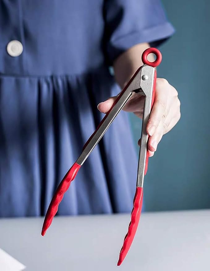 HINMAY 9" Silicone Kitchen Tongs - Image 4