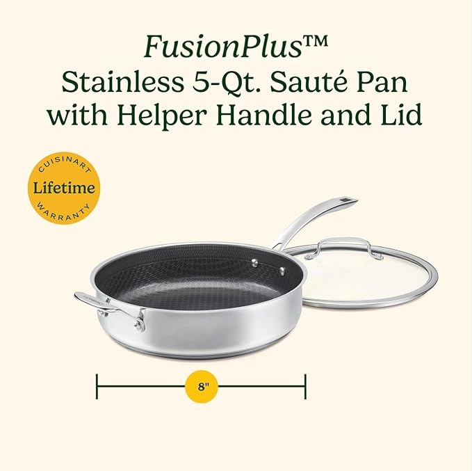 Cuisinart FusionPlus Hybrid Stainless Steel Cookware, 5-Quart Sauté Pan - Image 8