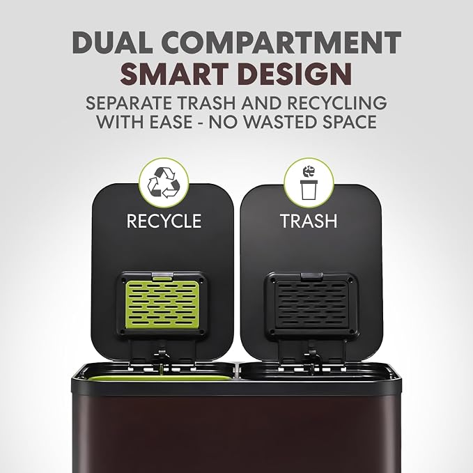 Simpli-Magic 60 Liter / 16 Gallon Rectangular Hands-Free Dual Compartment - Image 2