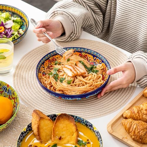 vancasso Pasta Bowls Set of 4, 42oz Ceramic Salad Serving Bowls