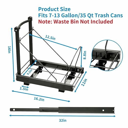 Adjustable Under Cabinet Trash Can Organizer - Image 5