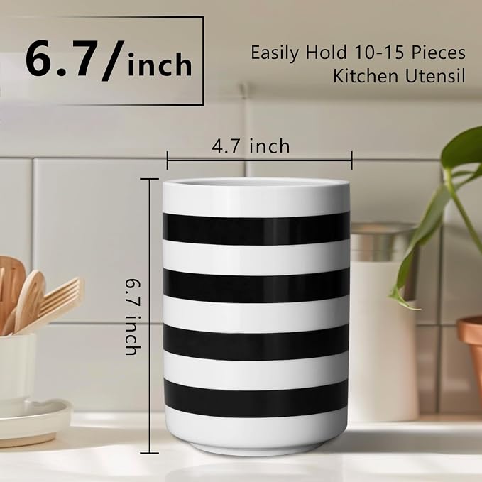 Sunddo Kitchen Utensil Holder, 6.7" Large Utensil Crock, Utensil Holder - Image 3