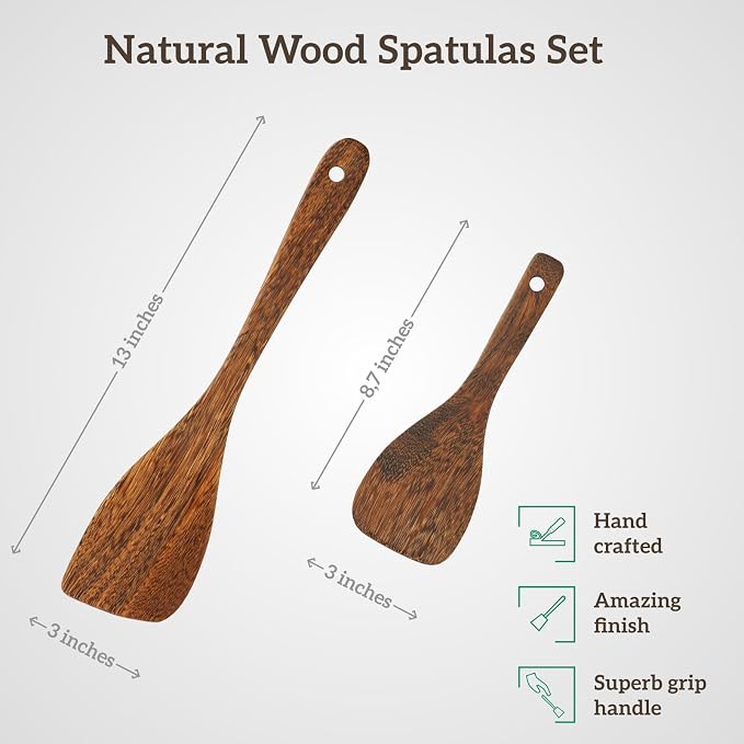 Wooden Cooking Spatula Set, Natural Wenge Wood Spatulas - Image 7