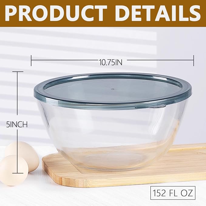 5 Quart Deep Big Glass Bowl - Image 2