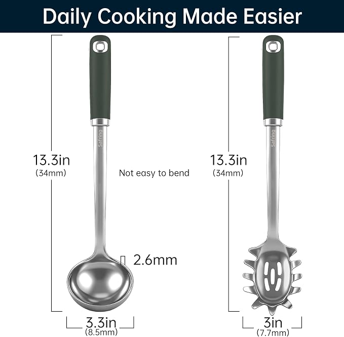 Safring Stainless Steel Soup Ladle and Spaghetti Spoon Set, Heat Resistant - Image 2