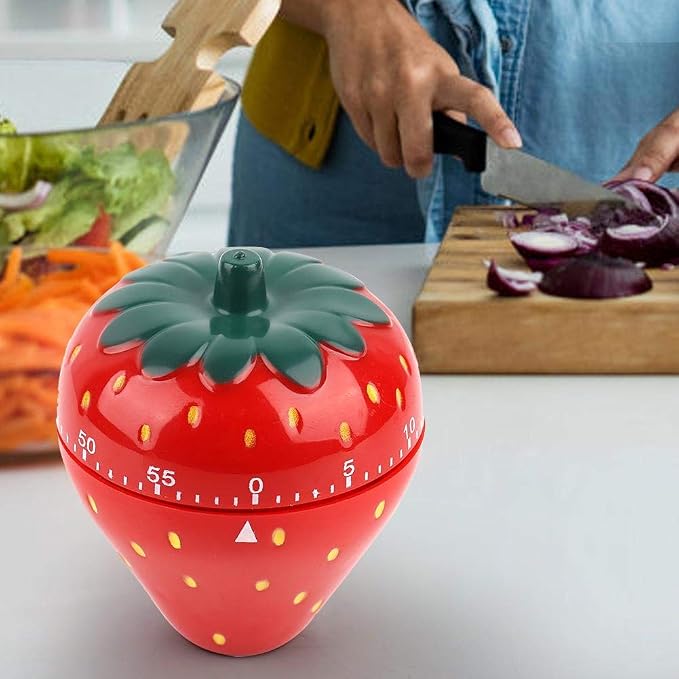 Jadeshay Kitchen Timer Strawberry Shaped, 60 Minutes Kitchen Timer Mechanical - Image 5