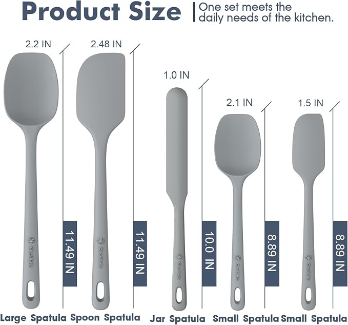ChefAide 5 Pieces Silicone Spatula Set, Food Grade Rubber Spatula, Upgrade - Image 2