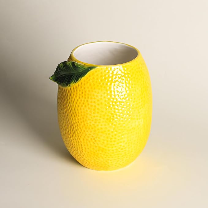 Lemon Shaped Ceramic Kitchen Utensil Holder, Large Cooking Utensil Crocks - Image 3
