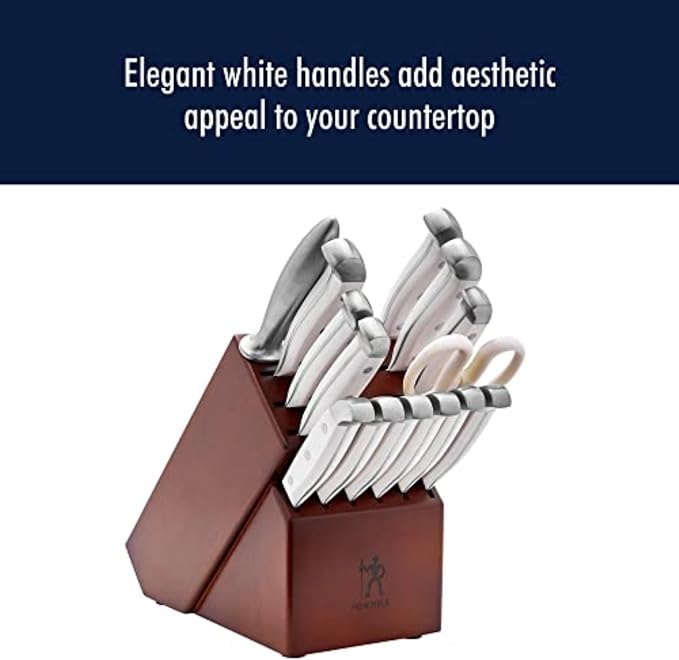 HENCKELS Statement Razor-Sharp 15-Piece White Handle Knife Set - Image 5