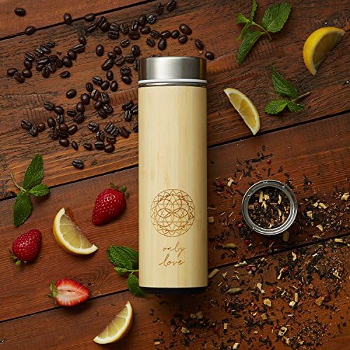 Sacred Lotus Love Insulated Bamboo Tea Travel Tumbler with Infuser