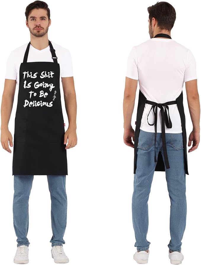 BBQ Funny Apron for Men, Chef Bib Apron - Image 5