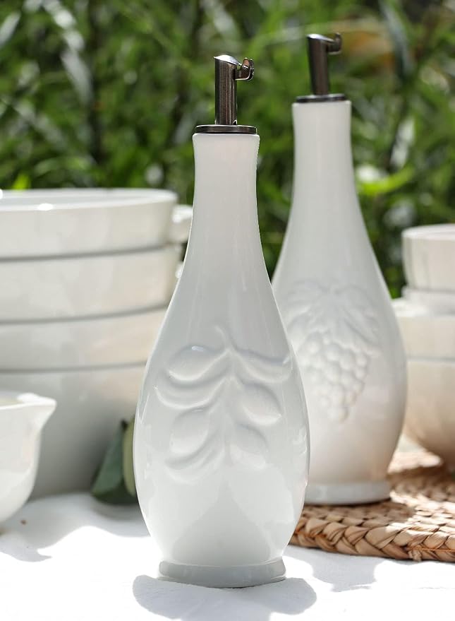 HOMBENE Porcelain Oil and Vinegar Dispenser Set, 11 oz Olive Oil Dispenser - Image 3