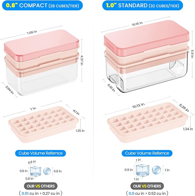 PHINOX Ice Cube Tray with Lid and Bin, Ice Trays - Image 5