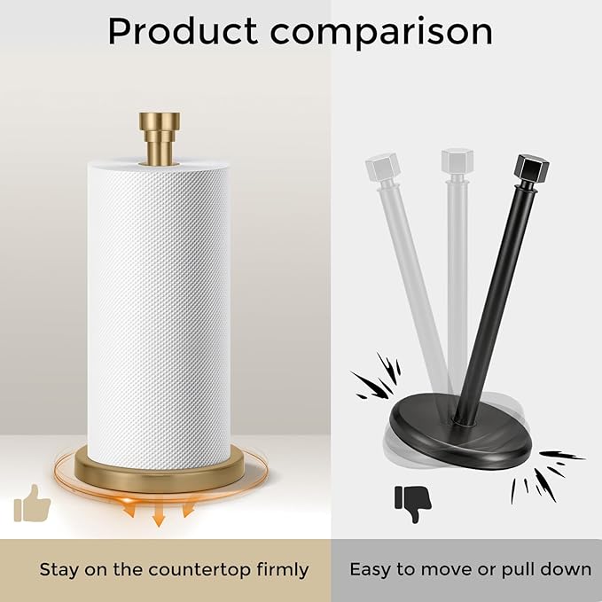 Warm Gold Paper Towel Holder Countertop, Freestanding Paper Towel Stand - Image 3