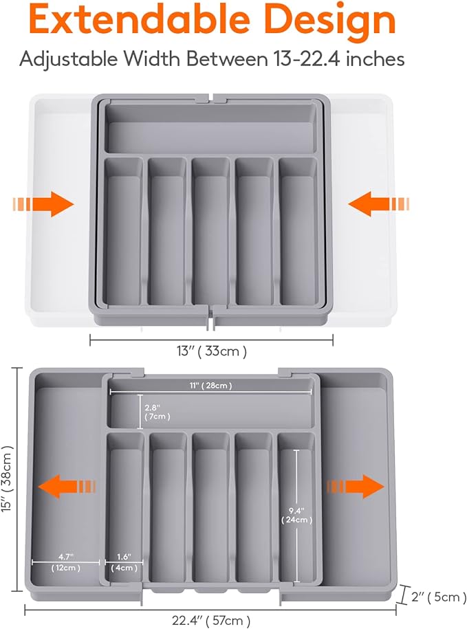 Lifewit Silverware Drawer Organizer, Expandable Utensil Tray - Image 3