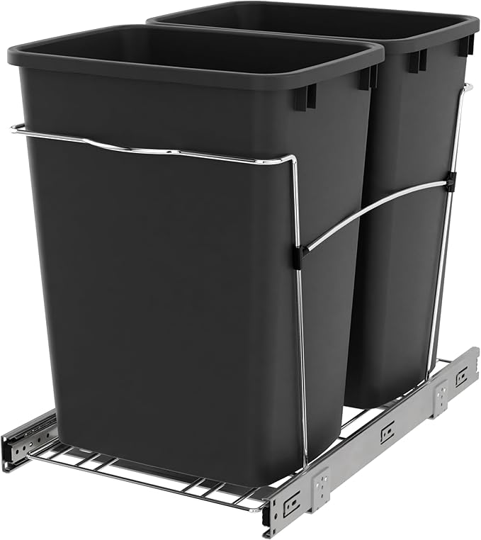 Rev-A-Shelf RV-18KD-18C S Double Pullout Trash Can by Rev-A-Shelf
