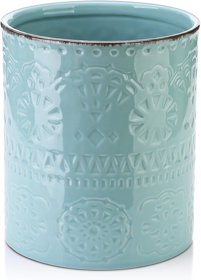 DOWAN 7.2" Kitchen Utensil Holder, Extra Large Farmhouse Utensil Holders by DOWAN