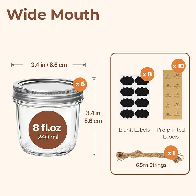 ComSaf Wide Mouth Mason Jars - Image 2