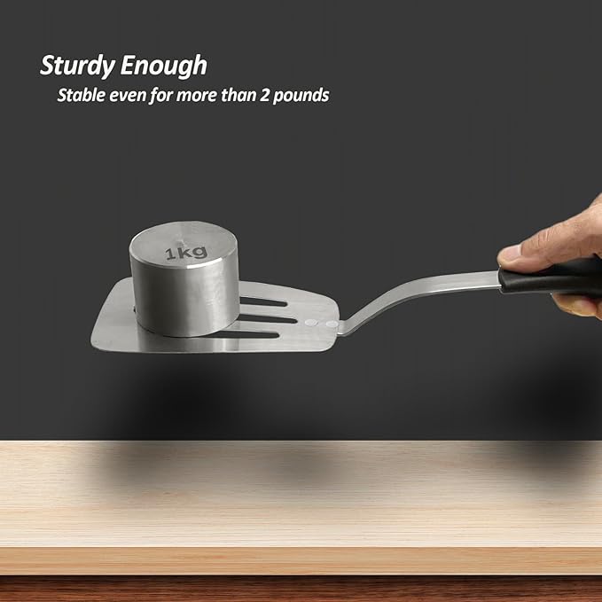 Stainless Steel Spatula, Flexible Metal Slotted Turner - Image 6
