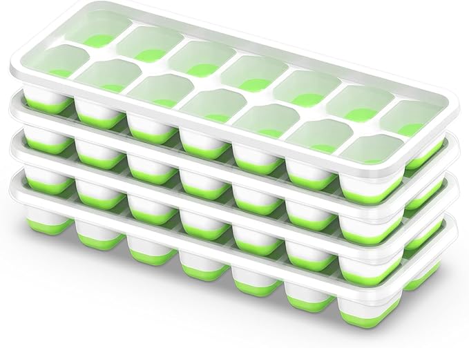 ChefAide Ice Cube Tray with Lid, 4 Packs 56 Cubes Durable Stackable Ice Cube - Image 9