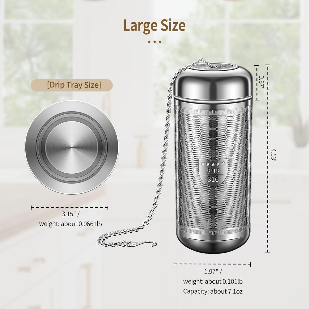 2 Pack Tea Infuser with Drip Tray, Extra Fine Mesh Tea Infusers for