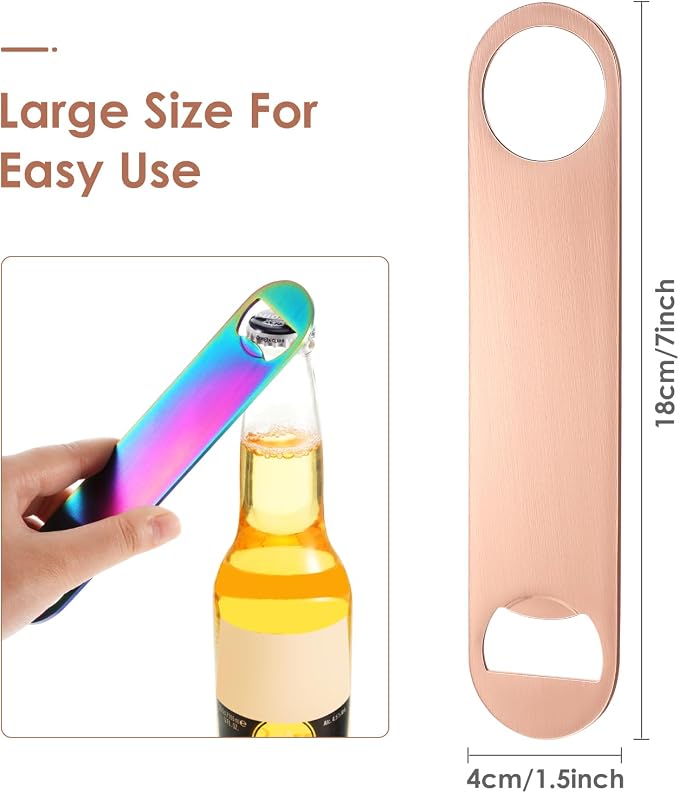 4 Pcs Heavy Duty Stainless Steel Flat Bottle Opener Bartender 7 Inch Solid Beer - Image 2