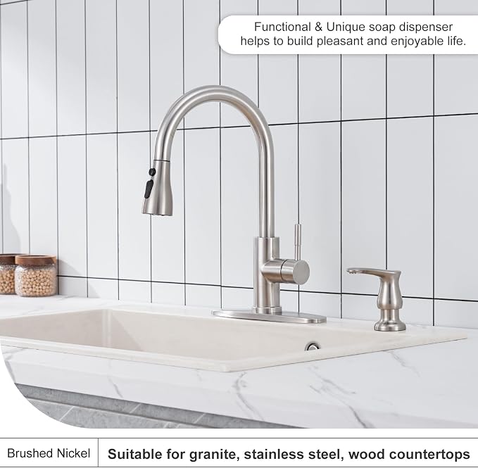 GAGALIFE Kitchen Sink Soap Dispenser Brushed Nickel, Under Sink Soap Dispenser - Image 3