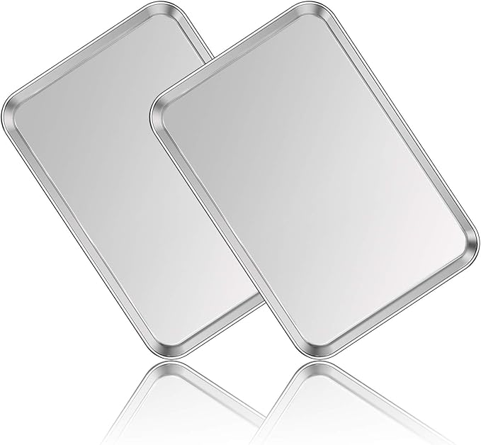Stainless Steel Baking Sheet Set of 2, Deedro Cookie Sheet Metal Baking Pan by Deedro