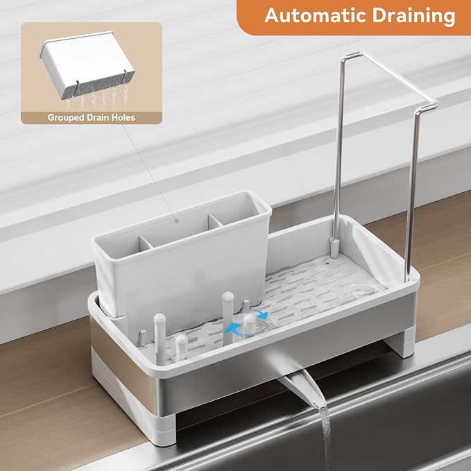 Laveshop Sponge Holder for Kitchen Sink, Rustproof Stainless Steel Sink Caddy - Image 3