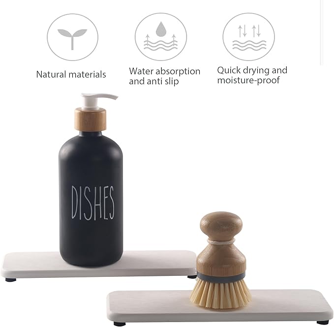 NiuYichee 2 Pcs Water Absorbing Stone Trays, Kitchen/Bathroom Sink Soap Dish - Image 4