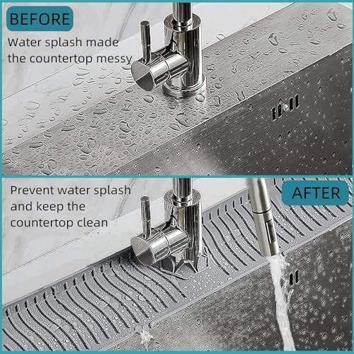 Large Size Kitchen Sink Splash Guard, 30"Silicone Faucet Handle Drip
