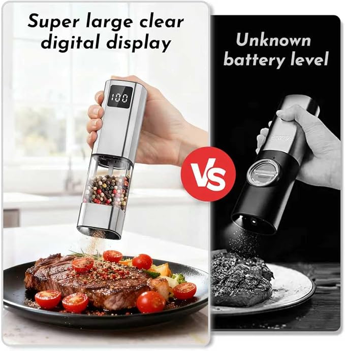 Upgraded Larger Capacity Electric Salt and Pepper Grinder Set Rechargeable - Image 2