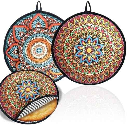 2 Pack 12" Tortilla Warmer Pouch | Mandala Print Microwaveable