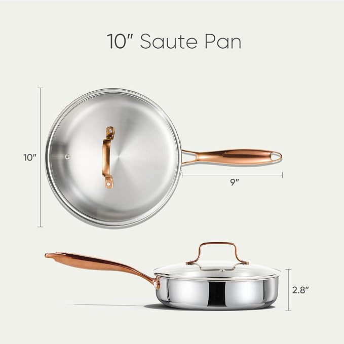 CAROTE 10" Tri-Ply Stainless Steel Deep Frying Pan - Image 2