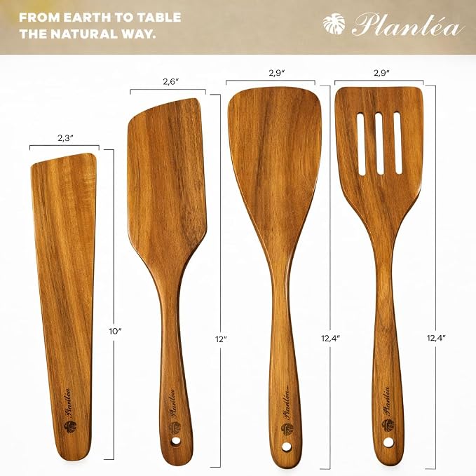 Wooden Spatula for Cooking – Premium Acacia Wooden Cooking Utensils Set of 4 - Image 5