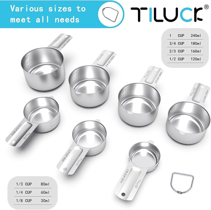 TILUCK Stainless Steel Measuring Cups Set, Kitchen Gadgets - Image 2