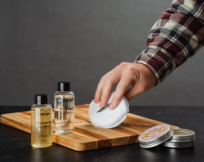 CLARK'S Cutting Board Care Kit, Includes Wood Cutting Board Oil, and Buffing Pad - Image 3