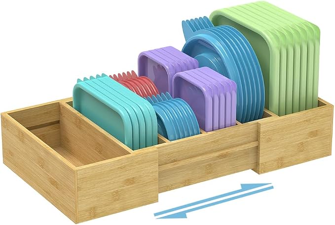 Retro Shaw Lid Organizer for Cabinet, Bamboo Expandable Kitchen Organizer by RetroShaw