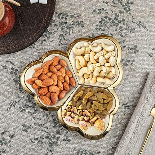 fanquare 3 Compartment Gold Floral Porcelain Platter