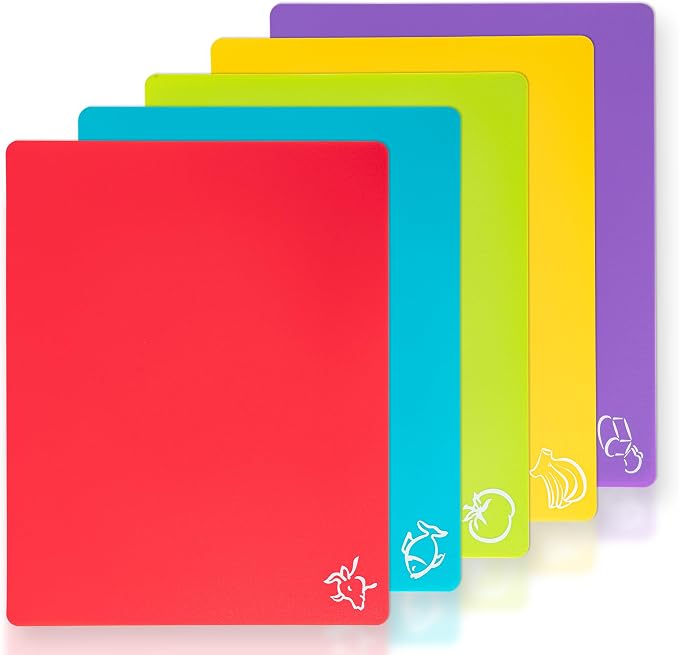 5 Pieces Flexible Plastic Cutting Board Mats by CADONO