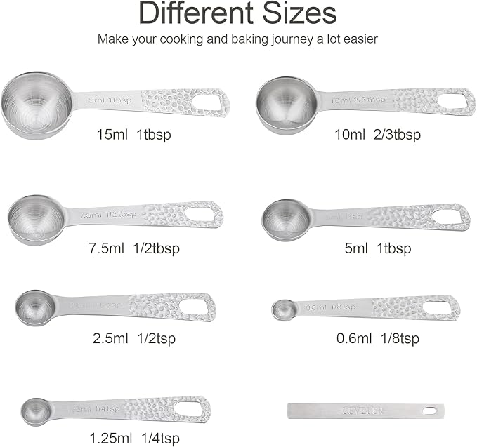 Measuring Cups and Spoons Set 14, Metric & US 18/8 Stainless Steel Measuring - Image 4