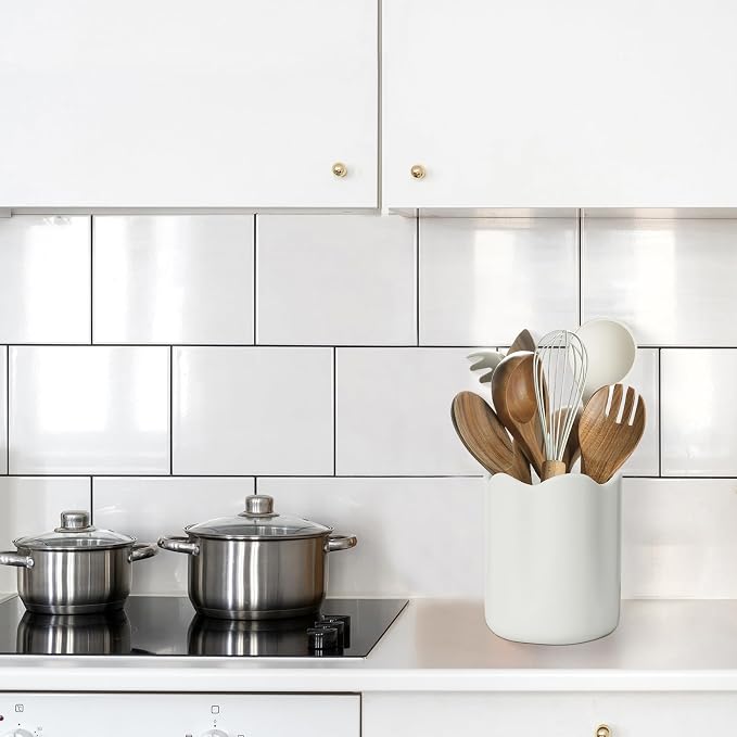 Large Utensil Holder for Kitchen Counter, Ceramic Kitchen Utensil Crock - Image 3