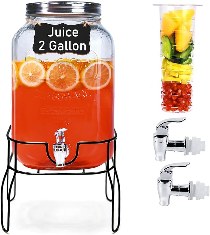 2 Gallon Glass Drink Dispensers by Novellaire