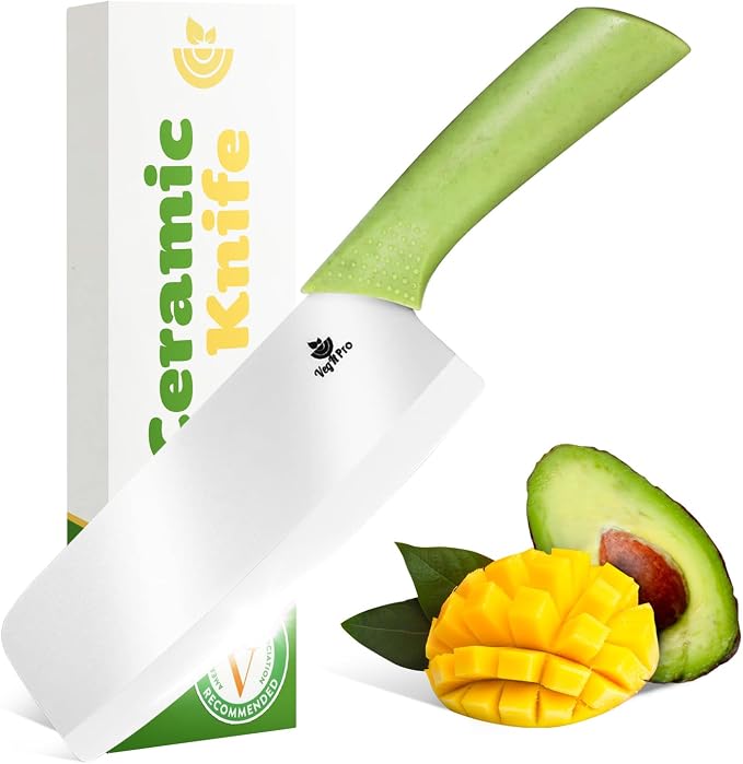 Durable Ceramic Knife for Chopping Vegetables & Fruits, 6” Non-Reactive and by VegItPro